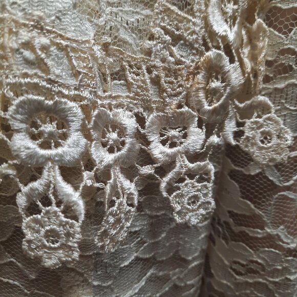 Vintage 80s Cream Lace Sailor Collar Blouse Size M Victorian Romantic Cottage - Picture 7 of 7